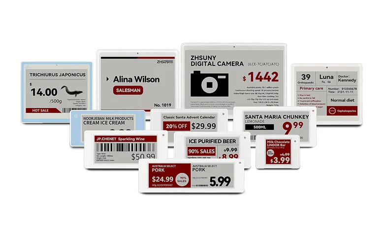 Zhsunyco electronic shelf label product range.