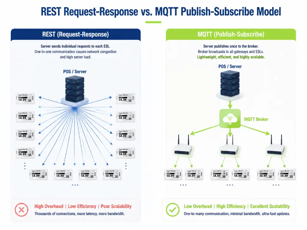 REST API vs. MQTT für POS-ESL-Integration