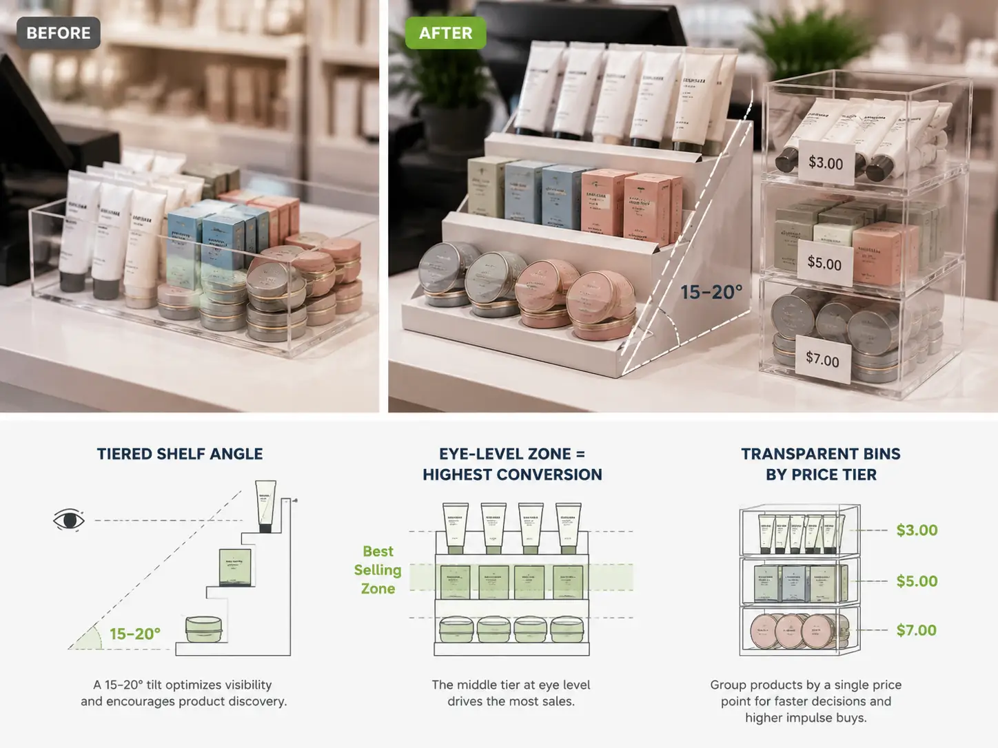 Tiered and Vertical Shelving