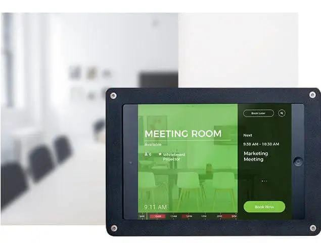 Sinalização para sala de reuniões com tela sensível ao toque