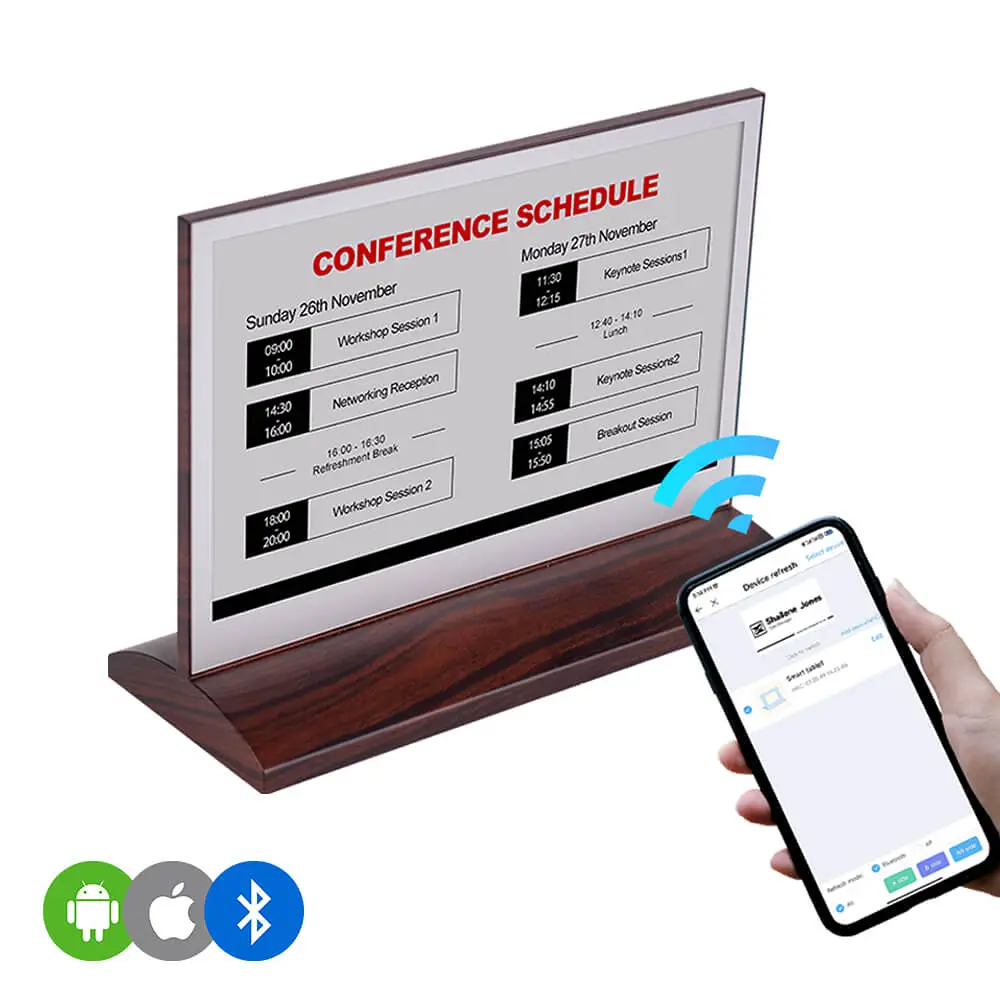 Reunião de conferência com um cartão digital sobre a mesa