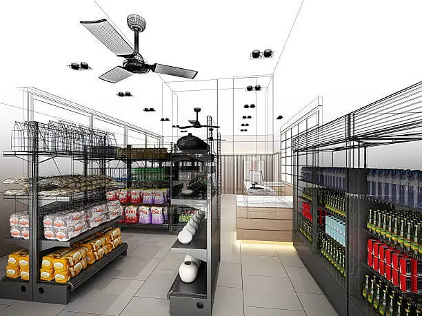 Esboço do projeto de um supermercado