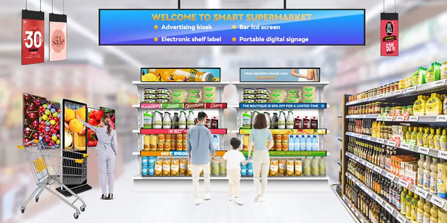 Tela LCD da ZhSunyco para supermercados