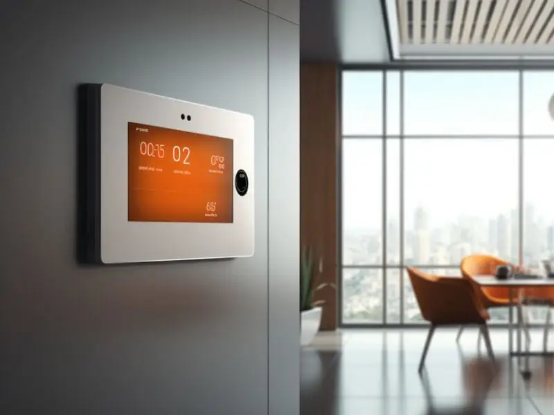 casa moderna automatizada com visor de termostato e IA generativa 1