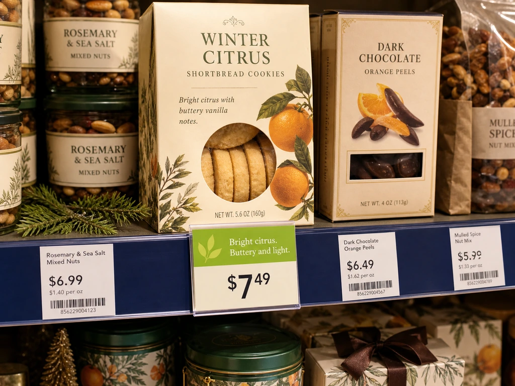 Featured grocery product with a shelf talker and clear price labels.